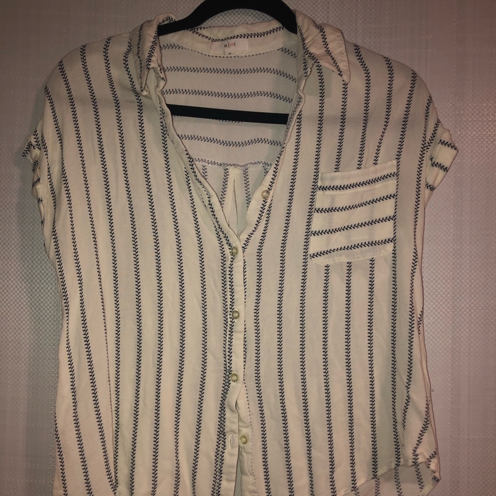 Off White + Navy Top